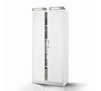 Jan Nowak Casier métallique Compact avec Porte et Serrure 4 étagères réglables en Hauteur Construction Robuste en Acier 1750 mm x 400 mm Couleur Gris Compatible avec l'accessoire Compact