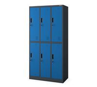 Jan Nowak Casier vestiaire 3B2A Armoire Metallique 6 Compartiments Revêtement en Poudre 185 cm x 90 cm x 45 cm (Bleu Anthracite)
