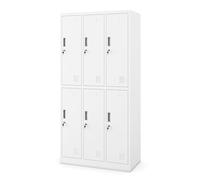 Jan Nowak Casier vestiaire 3B2A Armoire Metallique 6 Compartiments Revêtement en Poudre 185 cm x 90 cm x 45 cm (Blanc)