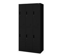 Jan Nowak Casier vestiaire 3B2A Armoire Metallique 6 Compartiments Revêtement en Poudre 185 cm x 90 cm x 45 cm Noir