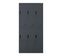 Jan Nowak Casier vestiaire 3B2A Armoire Metallique 6 Compartiments Revêtement en Poudre 185 cm x 90 cm x 45 cm Anthracite