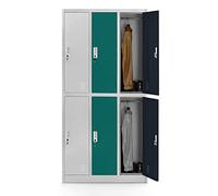 Jan Nowak Casier vestiaire 3B2A Armoire Metallique 6 Compartiments Revêtement en Poudre 185 cm x 90 cm x 45 cm (Multicolore)
