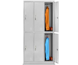 Jan Nowak Casier vestiaire 3B2A Armoire Metallique 6 Compartiments Revêtement en Poudre 185 cm x 90 cm x 45 cm (Gris)