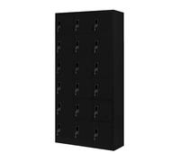 Jan Nowak Casier vestiaire 3B6A Armoire Metallique 18 Compartiments revêtement en Poudre 185 cm x 90 cm x 40 cm Noir