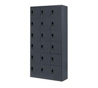 Jan Nowak Casier vestiaire 3B6A Armoire Metallique 18 Compartiments revêtement en Poudre 185 cm x 90 cm x 40 cm Anthracite