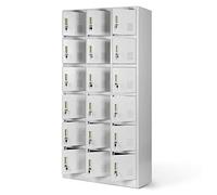 Jan Nowak Casier vestiaire 3B6A Armoire Metallique 18 Compartiments revêtement en Poudre 185 cm x 90 cm x 40 cm (Gris)