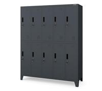 Jan Nowak Casier vestiaire 5B2A Armoire Metallique 10 Compartiments revêtement en Poudre 172 cm x 136 cm x 45 cm (Anthracite)