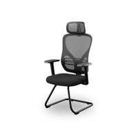 Jan Nowak Chaise de conférence Ergonomique avec Repose tête, Chaise Visiteur à Patins, Dossier Maille Respirante, Soutien Lombaire réglable, accoudoirs 3D, Assise Mousse, Salle réunion Bureau