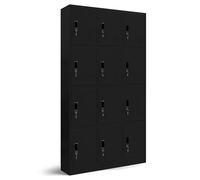 Jan Nowak Coffre-Fort modèle Marcin 3B4A Casier à 12 Compartiments Casier métallique Casier pour vestiaire Casier Social OHS Revêtement en Poudre 185 cm x 90 cm x 40 cm (Noir)