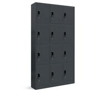 Jan Nowak Coffre-Fort modèle Marcin 3B4A Casier à Compartiments avec 12 Compartiments Casier métallique Casier vestiaire Casier Social OHS Revêtement en Poudre 185 cm x 90 cm x 40 cm (Anthracite)