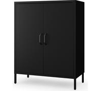 Jan Nowak Commode avec double porte VITO petite armoire fermeture magnétique étagères réglables métal salon 80 x 101,5 x 40 cm, noir