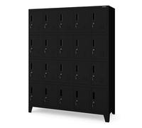 Jan Nowak Domator Casier Vestiaire 5B4A Armoire Metallique avec 20 Compartiments Revêtement en Poudre 172 cm x 136 cm x 45 cm (Noir)