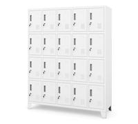 Jan Nowak Domator Casier Vestiaire 5B4A Armoire Metallique avec 20 Compartiments Revêtement en Poudre 172 cm x 136 cm x 45 cm (Blanc)