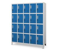 Jan Nowak Domator Casier Vestiaire 5B4A Armoire Metallique avec 20 Compartiments Revêtement en Poudre 172 cm x 136 cm x 45 cm (Gris Clair-Bleu)