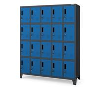 Jan Nowak Domator Casier Vestiaire 5B4A Armoire Metallique avec 20 Compartiments Revêtement en Poudre 172 cm x 136 cm x 45 cm (Anthracite-Bleu)