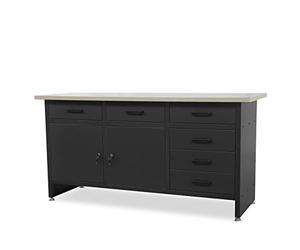 Jan Nowak Etabli Atelier Garage avec Plan de Travail 6 Tiroirs 2 Compartiments Verrouillable Pieds réglables Métal Capacité de Charge jusqu'à 500 kg 170 cm x 60 cm x 85 cm (Noir)