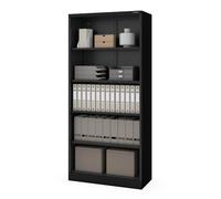 Jan Nowak Étagère de Bureau Métallique, 5 Niveaux, 90 x 195 x 40 cm | 4 tablettes réglables tous les 2,5 cm, charge 40 kg chacune, fond métallique fermé, acier 0,6 mm, montage à vis