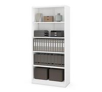 Jan Nowak Étagère de Bureau Métallique, 5 Niveaux, 90 x 195 x 40 cm | 4 tablettes réglables tous les 2,5 cm, charge 40 kg chacune, fond métallique fermé, acier 0,6 mm, montage à vis