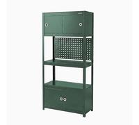 Jan Nowak étagère métallique Garage avec Armoire et Panneau perforé Rangement Outils 3 Niveaux 80 kg par Niveau Meuble Atelier Acier système Complet modulable Professionnel