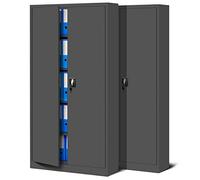 Set de 2 Armoire de Bureau métallique 4 étagères tôle d'acier revêtement en Poudre 185 cm x 90 cm x 40 cm (Anthracite)