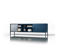 Jan Nowak Rosaria Meuble TV Table en métal Moderne avec 2 Compartiments latéraux et Compartiment AV Ouvert Construction en Acier Robuste Capacité de Charge de 40 kg Modèle 90 x 45 x 45 cm Bleu Marine