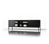 Jan Nowak Rosaria Meuble TV Table Moderne en métal avec 2 Compartiments latéraux et Compartiment AV Ouvert Construction en Acier Robuste Capacité de Charge de 40 kg Modèle 90 x 45 x 45 cm Noir