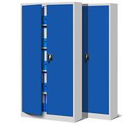 Jan Nowak Set de 2 Armoire de Bureau métallique 4 étagères tôle d'acier revêtement en Poudre 185 cm x 90 cm x 40 cm (Gris/Bleu)