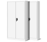 Jan Nowak Set de 2 Armoire de Bureau métallique 4 étagères tôle d'acier revêtement en Poudre 195 cm x 90 cm x 40 cm (Blanc)