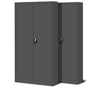 Jan Nowak Set de 2 Armoire de Bureau métallique 4 étagères tôle d'acier revêtement en Poudre 195 cm x 90 cm x 40 cm (Anthracite)