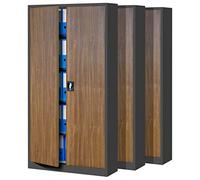 Jan Nowak Set de 3 Armoire de Bureau métallique 4 étagères tôle d'acier revêtement en Poudre 185 cm x 90 cm x 40 cm (Anthracite-Imitation Bois)