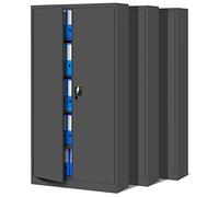 Jan Nowak Set de 3 Armoire de Bureau métallique 4 étagères tôle d'acier revêtement en Poudre 185 cm x 90 cm x 40 cm (Anthracite)