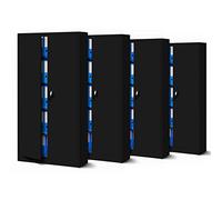 Jan Nowak Set de 4 Armoire de Bureau métallique 4 étagères tôle d'acier revêtement en Poudre 185 cm x 90 cm x 40 cm (Noir)