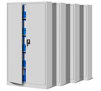 Jan Nowak Set de 4 Armoire de Bureau métallique 4 étagères tôle d'acier revêtement en Poudre 185 cm x 90 cm x 40 cm (Gris)