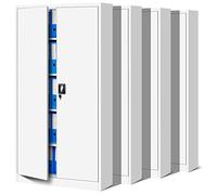 Jan Nowak Set de 4 Armoire de Bureau métallique 4 étagères tôle d'acier revêtement en Poudre 185 cm x 90 cm x 40 cm (Blanc)
