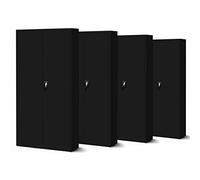 Jan Nowak Set de 4 Armoire de Bureau métallique 4 étagères tôle d'acier revêtement en Poudre 195 cm x 90 cm x 40 cm (Noir)