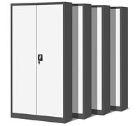 Jan Nowak Set de 4 Armoire de Bureau métallique 4 étagères tôle d'acier revêtement en Poudre 195 cm x 90 cm x 40 cm (Anthracite/Blanc)