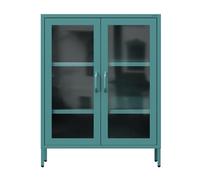 Jan Nowak Vitrine d'Exposition en Métal - GINA | Étagères Réglables, Fixation Murale, Verre Trempé | Meuble de Rangement pour Salle de Séjour, Maison, Intérieur | 80 x 101,5 x 40 cm | Marine