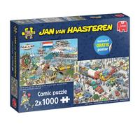 Jan van Haasteren Jumbo 20073 Traffic schaos & Ter Land, Mer et Air 2X 1000 pièces, Jeu de Puzzle Adultes