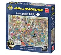 Jan Van Haasteren - JVH - Bataille de Ludo - NK Mens Erger Je Niet - Puzzle Adulte - Humoristique - Carton 100% recyclé - 1000 pièces - Jumbo