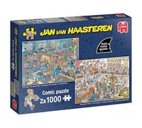 Jan van Haasteren - JVH - Projet de rénovation & Le Magasin de Bricolage - Puzzle Adulte - Humoristique - Lot de 2 - Carton 100% recyclé - 2 x 1000 pièces - Puzzle et Affiche