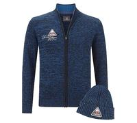 Jan Vanderstorm Homme Veste en Tricot avec Bonnet Apke Bleu 2XL (XXL) - 60/62