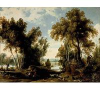 Jan Wildens - Paysage avec paysagers, art vintage, 30,5 x 20,3 cm (A4) Reproduction Poster