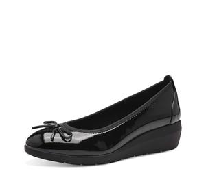 Jana Ballerines Femme à Talon compensé Vegan, Black Patent, 38 EU