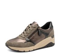 Jana Baskets compensées Femme avec Fermeture éclair Vegan, Taupe Comb, 38 EU