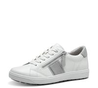 Jana Baskets Femme Plates à Lacets avec Fermeture éclair, White/Lt Grey, 41 EU