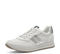 Jana Baskets Femme Plates à Semelle épaisse Vegan, White/Silver, 36 EU