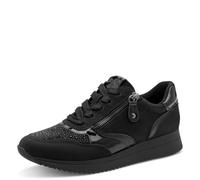 Jana Baskets Femme Plates avec Fermeture éclair Vegan, Black Glitter, 39 EU