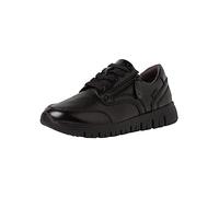 Jana baskets femme plates élégantes avec lacets et fermeture éclair largeur H large, Black Uni, 36 EU