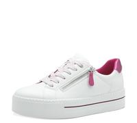 Jana Baskets Plateformes Femme avec Fermeture éclair Vegan, White/Fuxia, 42 EU