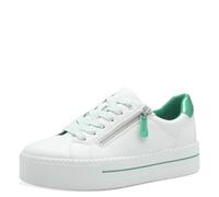 Jana Baskets Plateformes Femme avec Fermeture éclair Vegan, White/Green, 36 EU